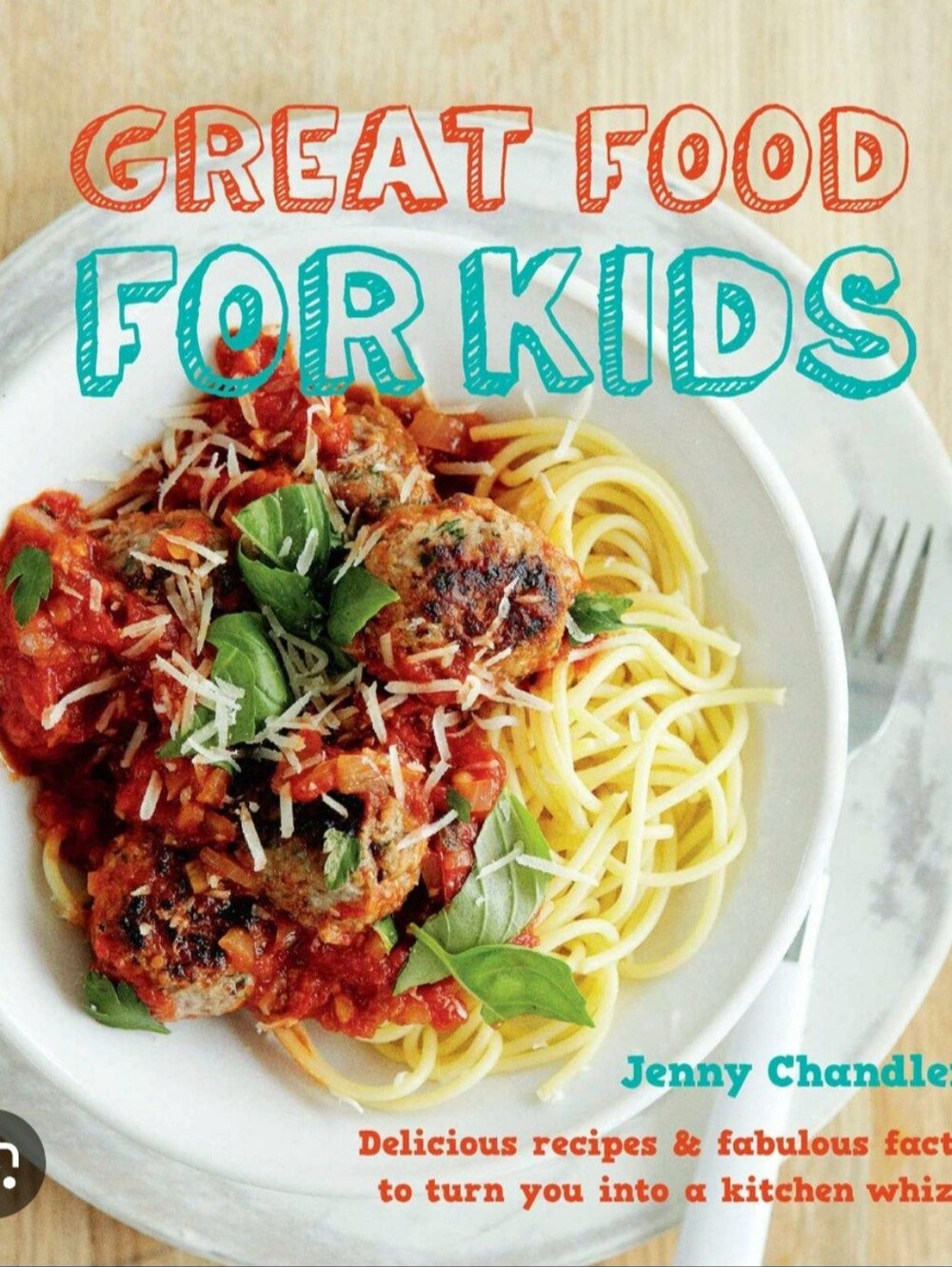 Great Food For Kids - Colorful Cookbook Cover Art Print (White)